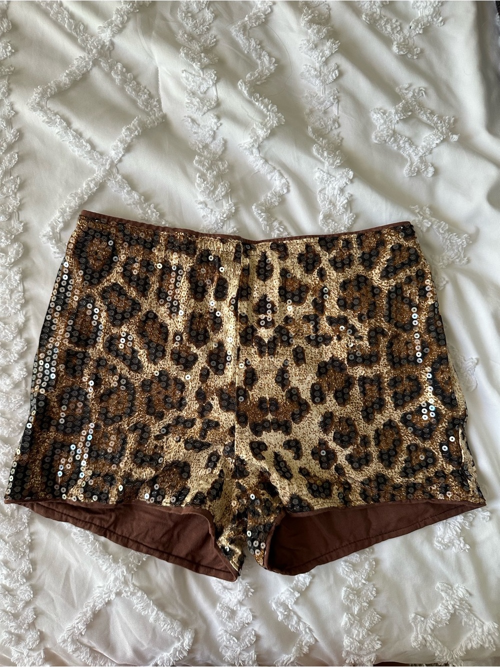Sparkly cheetah print micro shorts